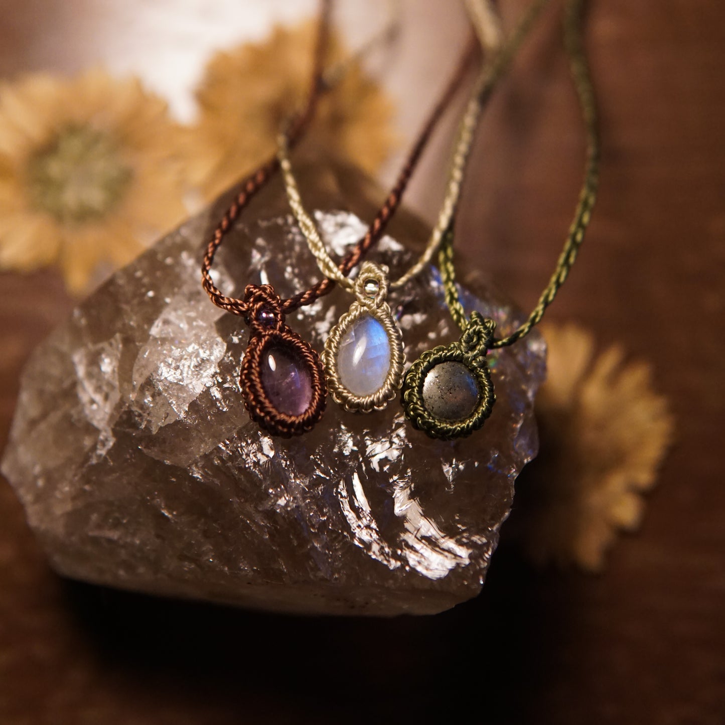 Mini Pyrite Macrame Necklace image 1