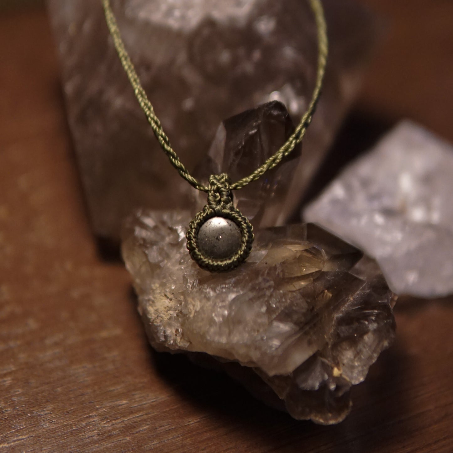 Mini Pyrite Macrame Necklace image 0