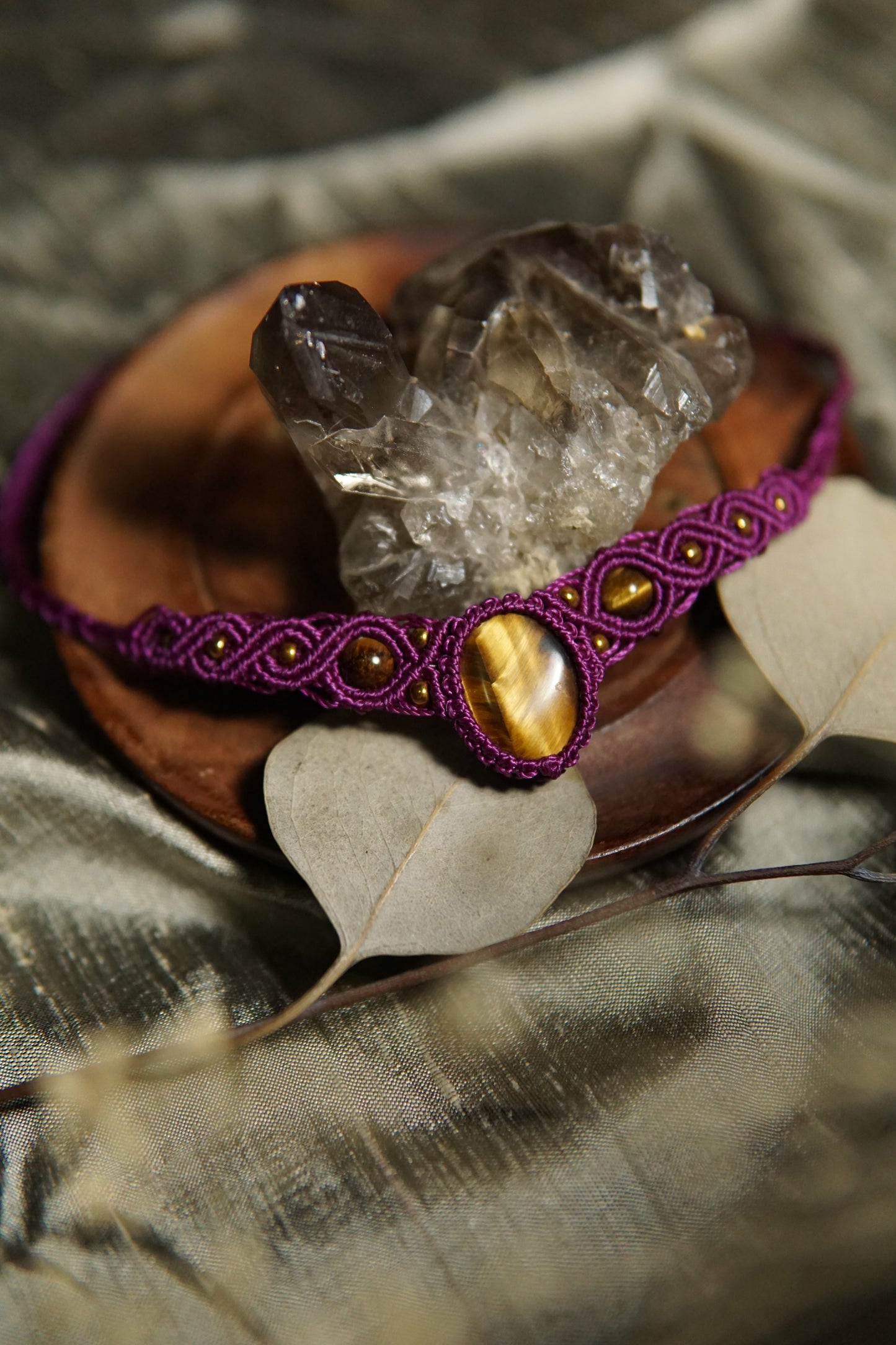 Tiger's Eye Macrame Choker image 0