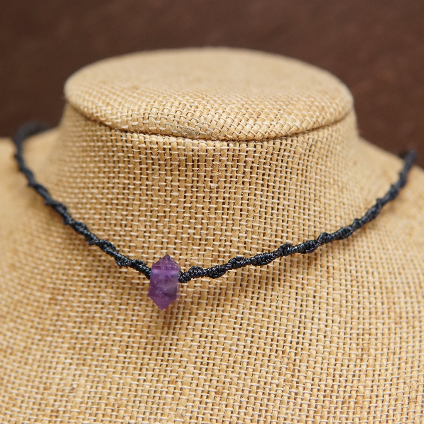Double Terminated Amethyst Macrame Choker image 0