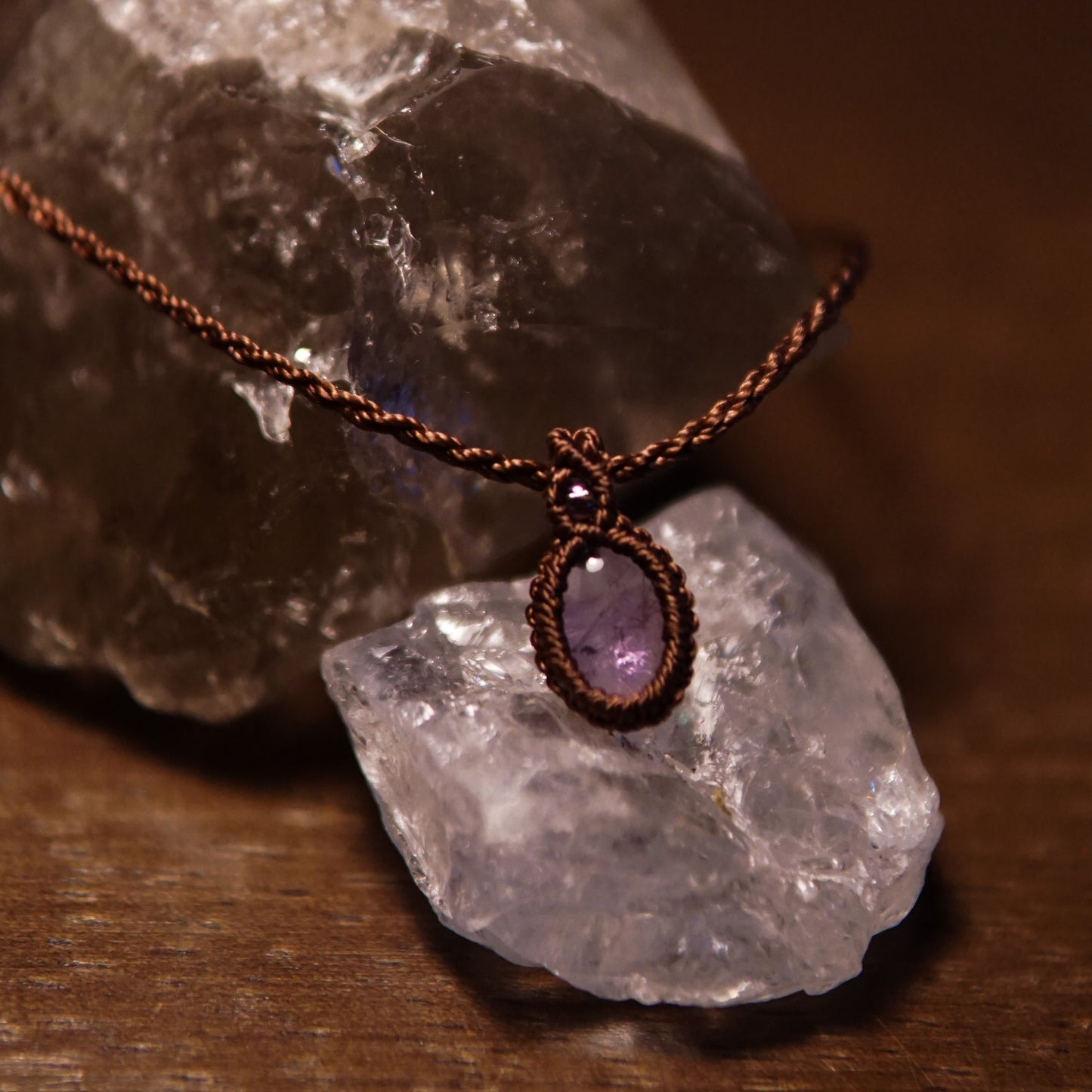 Mini Amethyst Macrame Necklace image 0