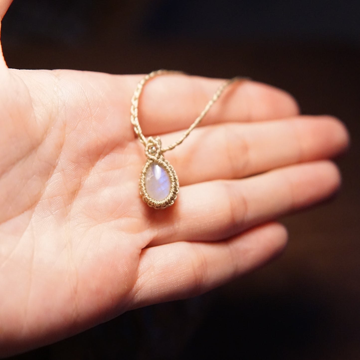 Mini Rainbow Moonstone Macrame image 1