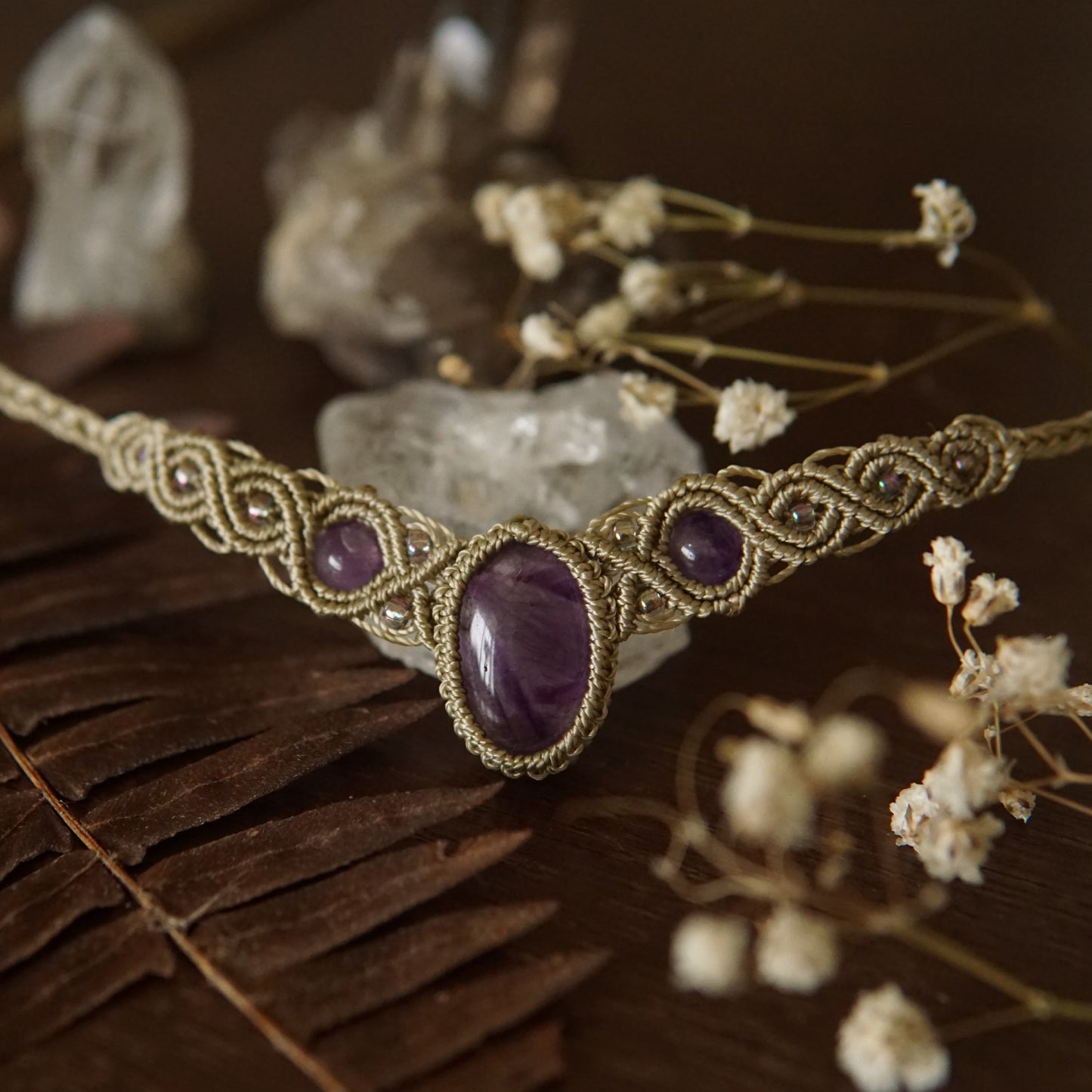 Amethyst Macrame Choker image 0