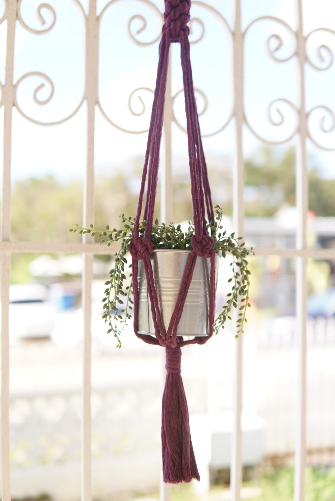 Magenta Macrame Plant Hanger image 1