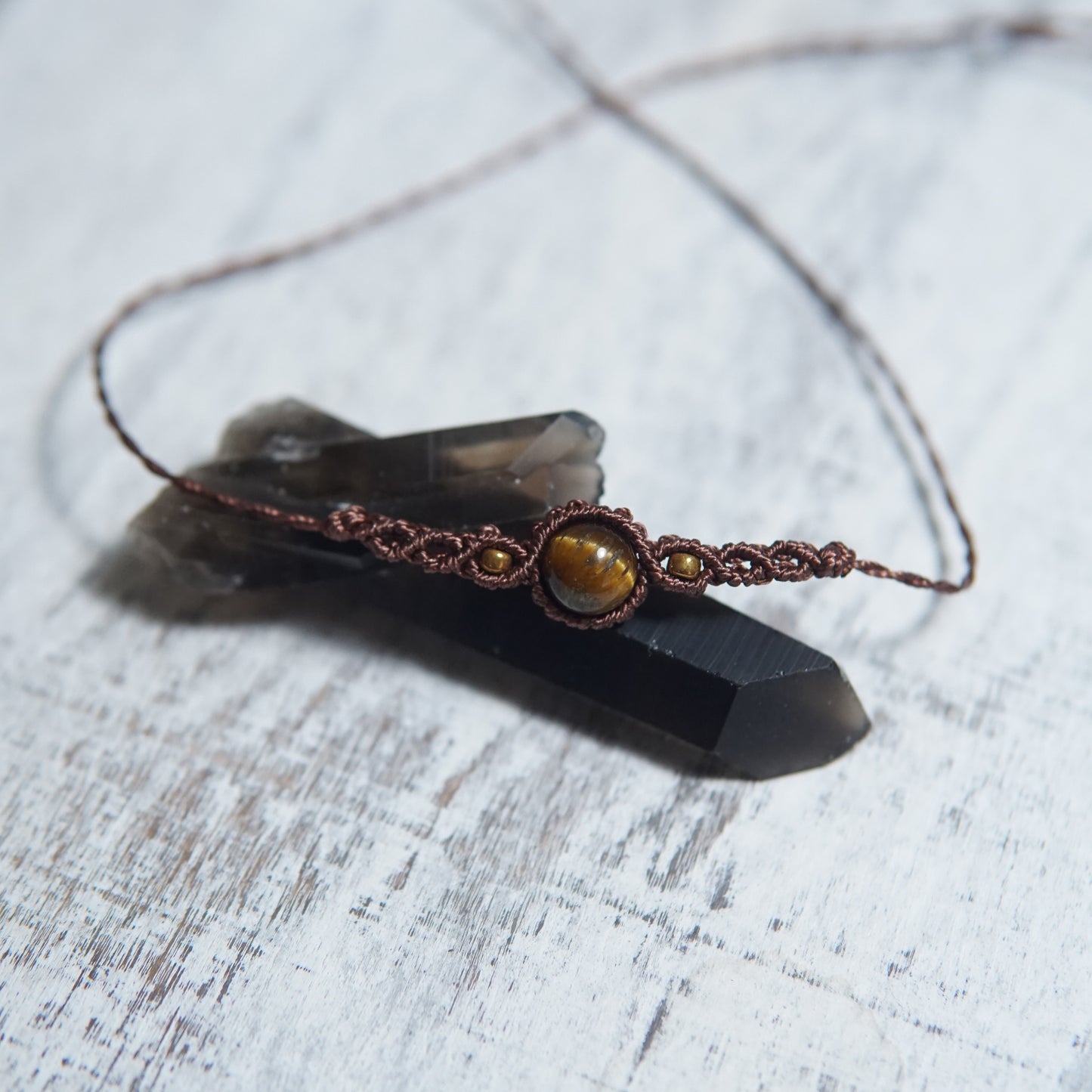 Tiger's Eye Simple Macrame Choker image 0