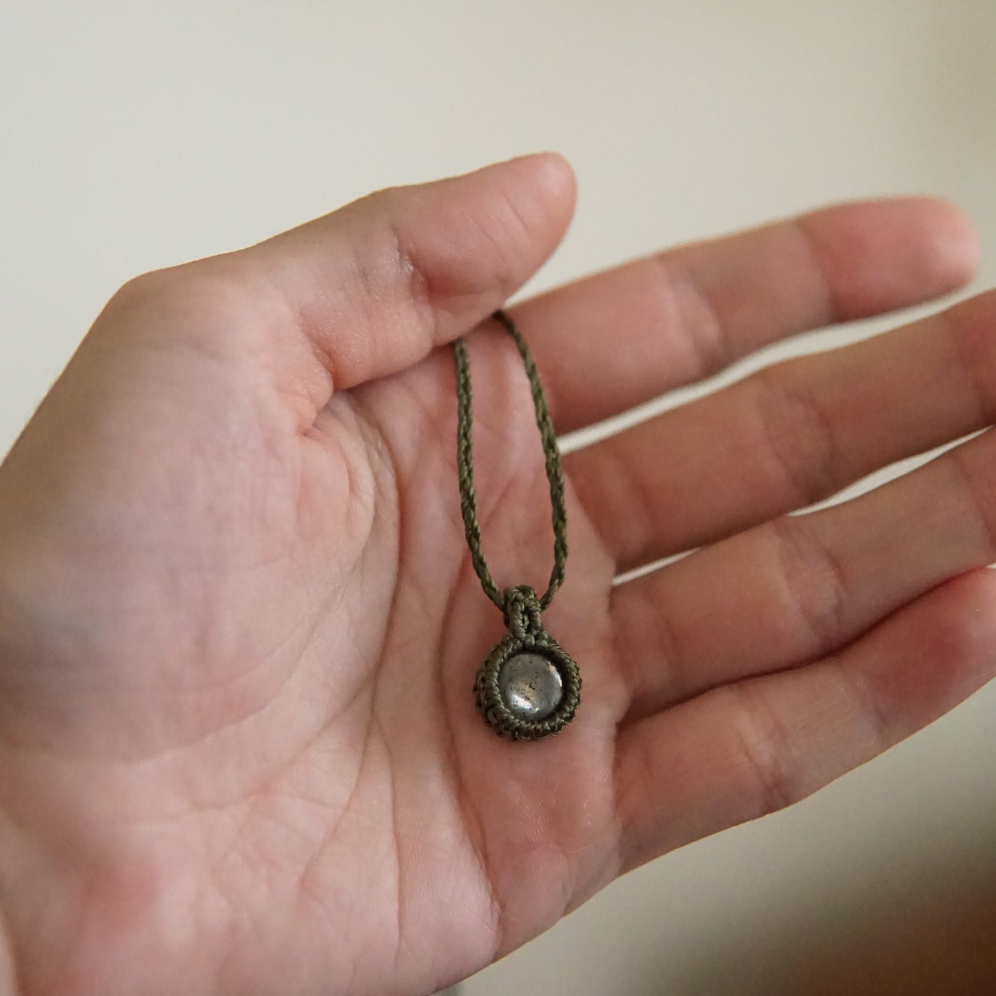 Mini Pyrite Macrame Necklace image 2