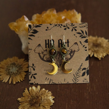 Crescent Tiger's Eye Moon Earrings image 0