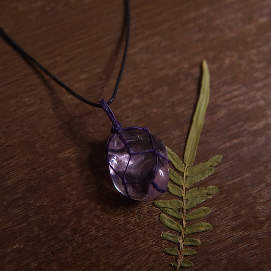 Tumbled Amethyst Macrame Net Necklace image 0