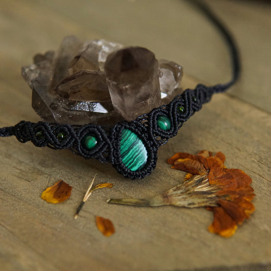 Malachite Macrame Choker image 0