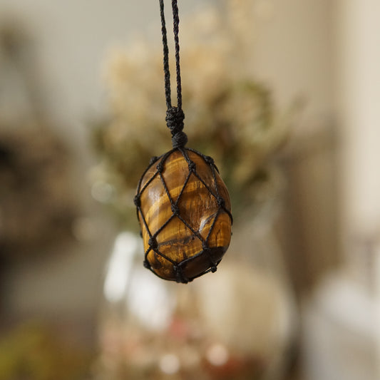 Tiger's Eye Macrame Necklace image 0