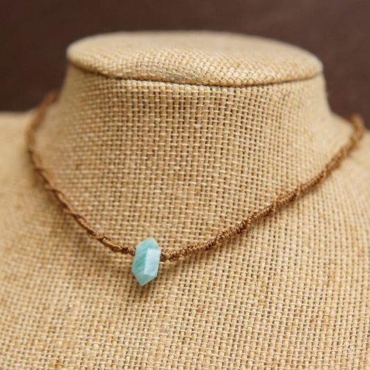 Amazonite Double Terminated Macrame Choker image 0