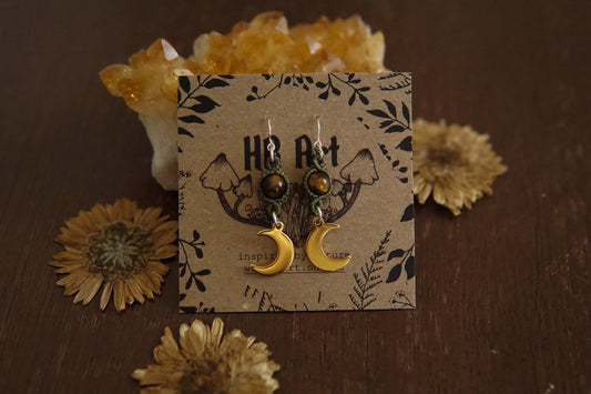 Crescent Tiger's Eye Moon Earrings image 1