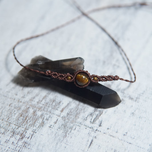 Tiger's Eye Simple Macrame Choker image 0