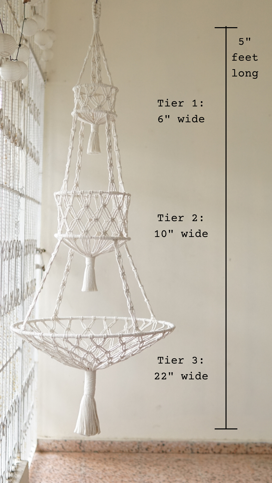 Cosmic 3-tier Macrame Basket image 2